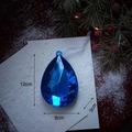 Detalle de colgante de cristal azul en forma de gota, 12x8cm, para decoración navideña - Estilo Gota de Agua Azul