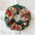 Ghirlanda natalizia 30cm con bacche rosse, pigne e fiocco in juta per decorazione porta - Stile Popolare 30CM 1