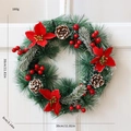 Ghirlanda natalizia da 30 cm con stelle di Natale rosse, pigne e aghi innevati - Stile Popolare 30CM 2