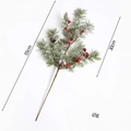 55cm artificial snow-covered pine branch with red berries and pinecones for DIY decor - 55cm Branch
