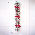 Christmas garland with snow flocking, red bow, pine cones and berries, 120cm length - 1.2m Flocked Red Garland Style 1