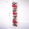 120cm Flocked Christmas garland with red bows, pine cones and berries for holiday decor - 1.2m Flocked Red Garland Style 2