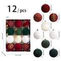 Set di 12 palline di Natale floccate da 6 cm in rosso, verde e bianco per l'albero - Set Scatola Completo / Stile Misto Rosso Verde Bianco