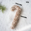 Rose gold candy cane Christmas ornament with sequins and pearls, lightweight hanging decor - Champagne Sequin Pearl Candy Cane / One Size