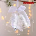 Iridescent acrylic Christmas double bell ornament with white bow and 10x10cm dimensions - Multi-Color