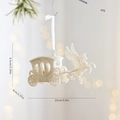 Glittery white pegasus carriage ornament for Christmas tree decor with size specs - Sleigh