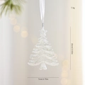 White glittery Christmas tree hanging ornament with star top and ribbon, 10cm height - Christmas Tree