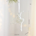 Sparkling white ballerina Christmas ornament with glitter finish, 13cm height for tree decor - Angel