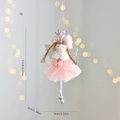 Colgante ángel de Navidad de peluche rosa con falda de tul y campanas, adorno de 17cm - Rosa
