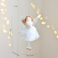 Weißer Weihnachtsengel-Anhänger mit Netzrock, silberner Schneeflocke und Glitzerflügeln - 16cmx8cm / Weiß