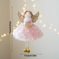 Rosa Weihnachtsengel-Hänger mit Netzrock und goldenen Flügeln, Größe 15cm x 11cm - 15cm x 11cm / Rosa