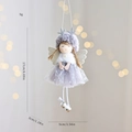 Colgante ángel de Navidad de encaje púrpura con astas plateadas y alas para el árbol - Gris