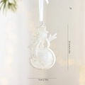 Glittery white snowman Christmas tree ornament with silk hanging ribbon, 10.5cm tall - Snowman