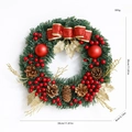 30cm Christmas wreath with red berries, pine cones and bow for door decoration - Christmas Wreath One