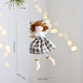 Bambola angelo di Natale in peluche con gonna a quadri e ali, altezza di 17 cm - Angelo con Gonna Grigia
