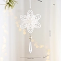 Stella bianca decorativa con perla e cristallo su ramo di pino natalizio - Stile Ciondolo Fiocco (GJ69)