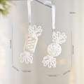 Set di due decorazioni natalizie a forma di caramella bianca glitterata con nastri - Stile Caramella (GJ69)