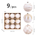 Set de 9 boules de Noël de 10cm en blanc et or avec motifs pailletés élégants - 10cm / Blanc Cassé