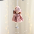Pink lamb wool plush angel pendant with silver wings for Christmas tree decoration - Pink (Scarf Girl)