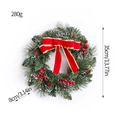 Corona de Navidad escarchada de 35cm con agujas de pino, bayas rojas y un lazo - Estilo 35CM (Con Lazo)