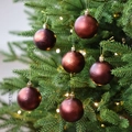 Set de 6 bolas de Navidad burdeos mate con relieve de copos de nieve para árbol - Bola de Copo de Nieve Mate - Marrón