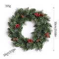 Corona de Navidad de 50cm con bayas rojas y piñas para decoración festiva de puertas - Estilo 50cm