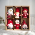 Set di 6 decorazioni natalizie in feltro di lana con Babbo Natale e renna in scatola - Stile Babbo Natale E Renna