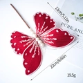 Farfalla decorativa in tessuto rosso con paillettes e perle per albero di Natale, 22 cm - Rosso
