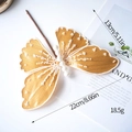 Farfalla dorata decorazione albero di Natale con perle e glitter, 22 cm x 13 cm - Oro