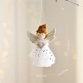 Ángel de peluche blanco con alas plateadas y vestido de lentejuelas para árbol de Navidad - Blanco con Corazón