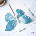 Handcrafted blue butterfly Christmas ornament with pearls and sequins for DIY decor - Blue
