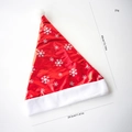 Sparkly red Christmas hat with white snowflake prints and plush trim for holiday parties - Red Snowflake Sequin Hat