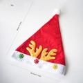 Christmas plush hat with gold sequin antlers and colorful snowflake details - Gold Antler Hat