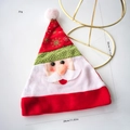 Plush Santa Claus Christmas hat with white snowflake patterns and 3D Santa face decoration - Cartoon Santa Hat