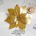 Golden 26cm artificial poinsettia flower with hollow petals for Christmas tree decor - Gold