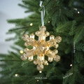 Bernsteinfarbener Kristall-Schneeflocken-Anhänger für Weihnachtsbaum mit weißem Band - Gold