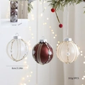 Set di 3 palline di Natale decorative da 8cm in rosso e crema con dettagli dorati - Qmsyq02 (confezione Da 3)