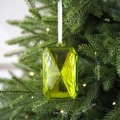 Large faceted lime green acrylic gemstone ornament for luxury Christmas tree decor - Square Gem / Green