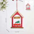 Addobbo natalizio in legno a forma di casa con scritta Santa's Coming e auto - Stile Casa con Stelle (Ciondolo Casa Rossa 2)