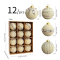 Set of 12 beige flocked velvet Christmas ornaments with white pearls and glitter finish - 6cm - White
