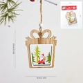 3D wooden gift box ornament featuring Santa Claus and snowflake patterns for Christmas - Gift Box Shape (Gift Box Pendant)