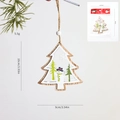 Christmas tree shaped wooden pendant with snowman and pine needles design - Snowman Tree Shape (Christmas Tree Pendant)