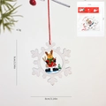 Wooden snowflake frame Christmas ornament with painted skiing reindeer and red string - Reindeer Snowflake Style (Snowflake Pendant)