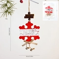 Wooden snowflake Christmas ornament with SNOW lettering, red beads and bell detail - Snowflake Bell Style (Red Snowflake Pendant)