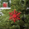 6er-Set rote Glitzer-Schneeflocken (10 cm) für festliche Weihnachtsbaumdekoration - Rot