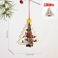 3D wooden Christmas tree pendant with snowman and candle design, 11x9.5cm size - 3D Slotted Tree (Stereo Christmas Tree Pendant)