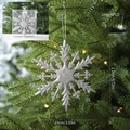 Set de 6 copos de nieve plateados con purpurina para decoración de árbol de Navidad - Plateado