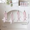 Pink shooting star Christmas tree ornaments with silver glitter finish 4-piece set - Light Pink Meteor Shape