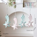 Star-shaped Christmas tree ornaments set in mint green and light pink glitter finish - Mint Green Pink Meteor Shape