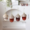 Brown and champagne acorn ornaments on pine branches for festive Christmas tree decor - Reddish Brown Champagne Acorn Shape